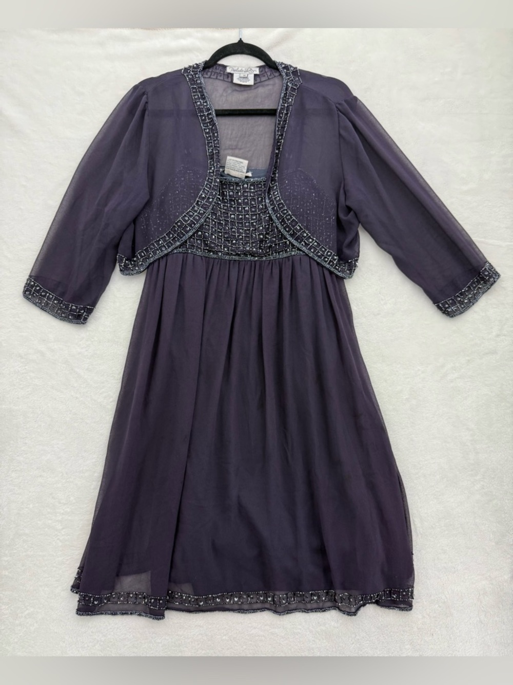 Vintage Prelude Purple Sequins Dress And Jacket Size 10 Wedding Party